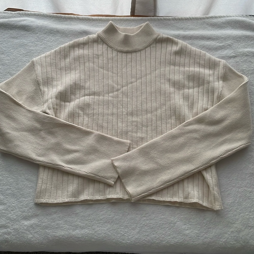 Cream mock neck cropped sweater